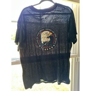Vintage Thrashed Distressed Eagle Home Of The Free T-shirt Paper Thin Lg Black